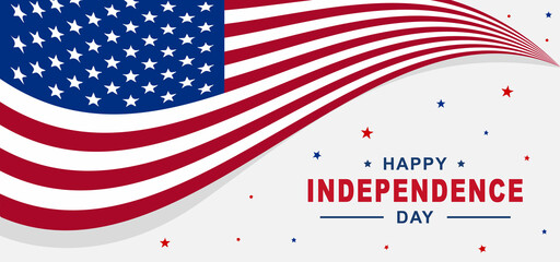 4th of July Happy Independence Day of United States of America with American Flag vector illustration background