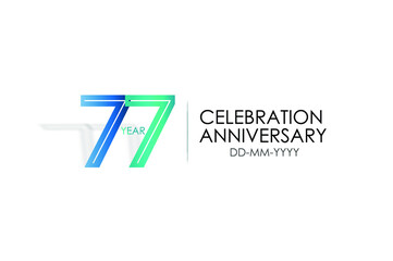 77 years anniversary celebration Blue and Tosca Colors Design logotype. anniversary logo isolated on White background, vector Horizontal number design for celebration, invitation card -vector