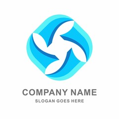 Fototapeta premium Rounded Square with Arrows Vector Logo Design Template