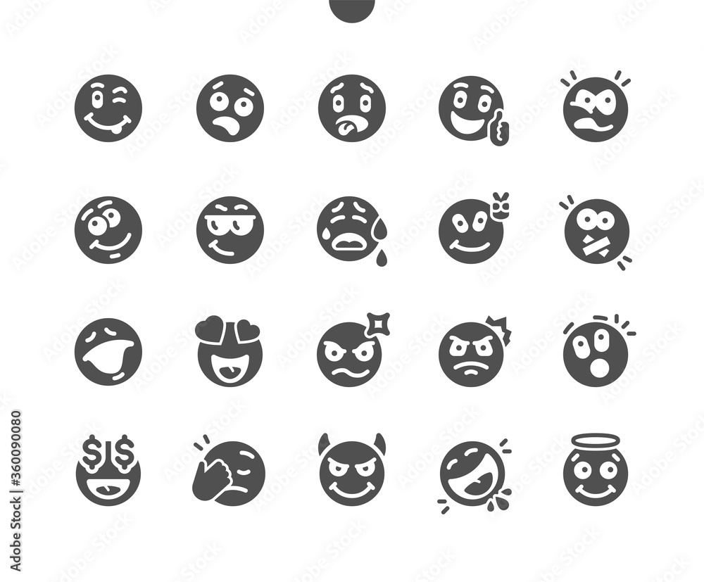 Aufkleber emotions well-crafted pixel perfect vector solid icons 30 2x grid for web graphics and apps. simple 