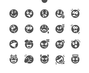 Emotions Well-crafted Pixel Perfect Vector Solid Icons 30 2x Grid for Web Graphics and Apps. Simple Minimal Pictogram