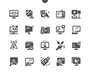 TV Well-crafted Pixel Perfect Vector Solid Icons 30 2x Grid for Web Graphics and Apps. Simple Minimal Pictogram