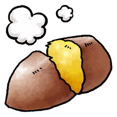 焼き芋の手描きベクターイラスト