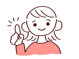 笑顔で指差しする若い女性