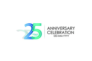 25 year anniversary celebration Blue and Tosca Colors Design logotype. anniversary logo isolated on White background - vector