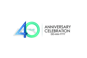 40 year anniversary celebration Blue and Tosca Colors Design logotype. anniversary logo isolated on White background - vector