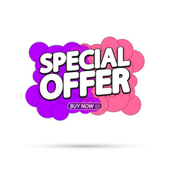 Special Offer, sale bubble banner design template, discount tag, app icon, vector illustration