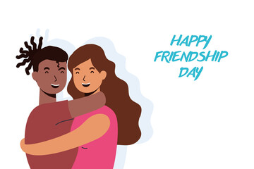 young interracial couple characters in Friendship day celebration