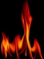 Fire flames on black background