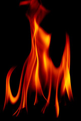 Fototapeta premium Fire flames on black background