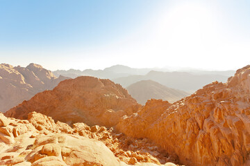 Fototapeta na wymiar Dawn from the Sinai mountains