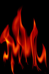 Fire flames on black background