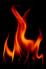 Fototapeta premium Fire flames on black background