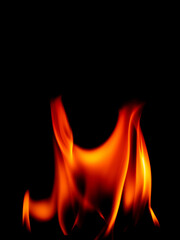 Fire flames on black background