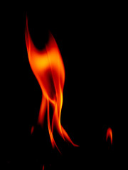 Fire flames on black background
