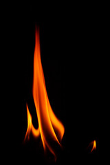 Fire flames on black background
