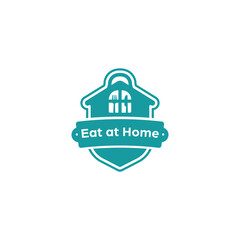 Eat at home kitchen catering restaurant homemade recipe logo badge emblem sticker vector