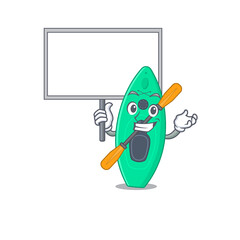 sweet Mascot design of canoe bring a board