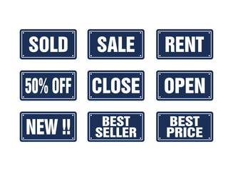 Grocery Store or wallmart Sign vector illustration set 