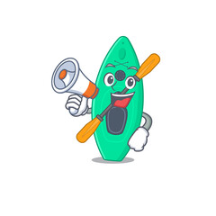 Canoe carton picture style giving announcement on a megaphone