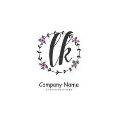 Fototapeta premium L K LK Initial handwriting and signature logo design with circle. Beautiful design handwritten logo for fashion, team, wedding, luxury logo.