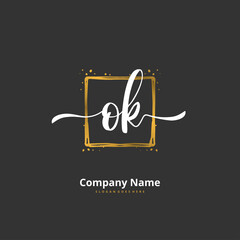 O K OK Initial handwriting and signature logo design with circle. Beautiful design handwritten logo for fashion, team, wedding, luxury logo.