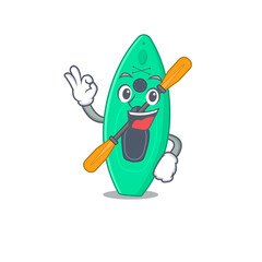 Canoe cartoon mascot design with Okay finger poses