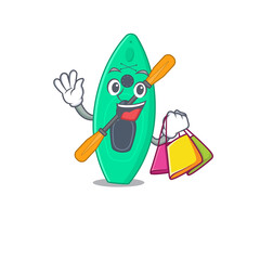 Canoe wealthy cartoon character concept with shopping bags