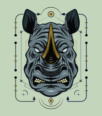 vector rhino. mascot logo design with modern illustration concept, style for badge, emblem and shirt printing. angry rhino illustration for sport and e sport team.