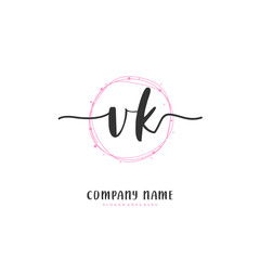 V K VK Initial handwriting and signature logo design with circle. Beautiful design handwritten logo for fashion, team, wedding, luxury logo.
