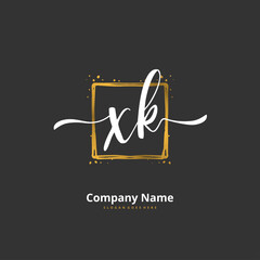 X K XK Initial handwriting and signature logo design with circle. Beautiful design handwritten logo for fashion, team, wedding, luxury logo.