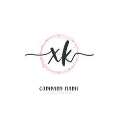 X K XK Initial handwriting and signature logo design with circle. Beautiful design handwritten logo for fashion, team, wedding, luxury logo.