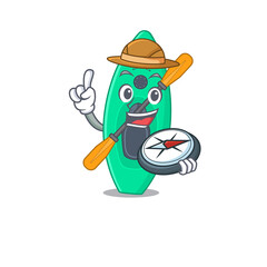 Canoe mascot design style of explorer using a compass during the journey