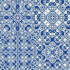 Naklejka premium Ethnic ceramic tiles in portuguese azulejo.