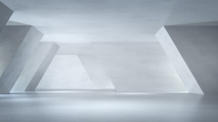 Sci fi modern white abstract empty hall tunnel,3D rendering.