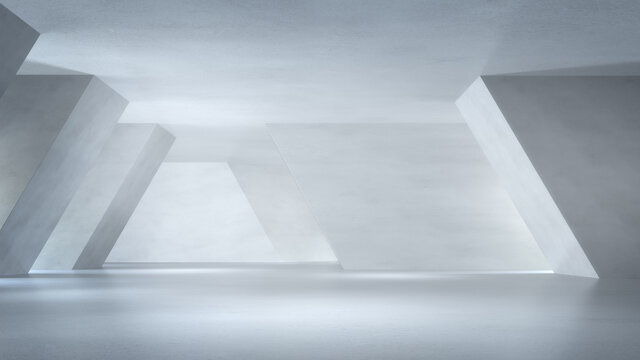 Sci fi modern white abstract empty hall tunnel,3D rendering. © onimate
