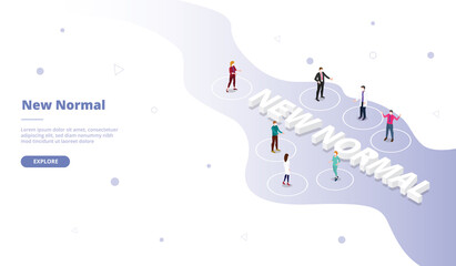 Fototapeta na wymiar New normal campaign for web website template page landing home homepage with isometric flat style