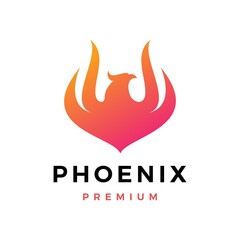 phoenix fire frame logo vector icon illustration