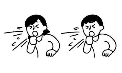 咳をする男性女性セット（シンプル）