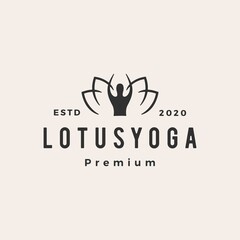 Obraz premium lotus yoga human logo vector icon illustration