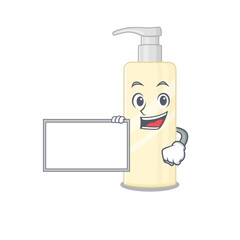 Cartoon character style of hair mask holding a white board