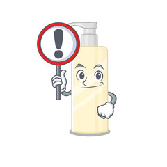 A cartoon icon of hair mask with a exclamation sign board