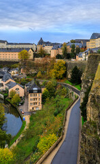 Fototapeta premium View of the old town of Luxembourg, UNESCO World Heritage Site, with its ancient wall