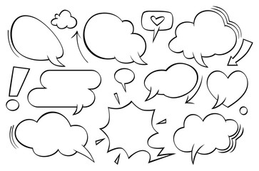 Fototapeta premium A set of comic speech bubbles and elements