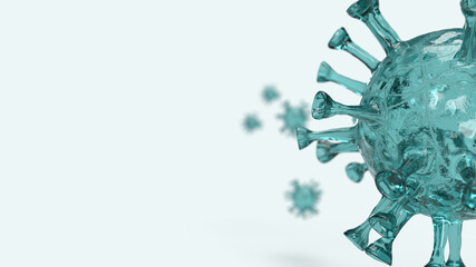 blue virus on white background 3d rendering for medical content..