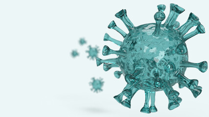blue virus on white background 3d rendering for medical content..