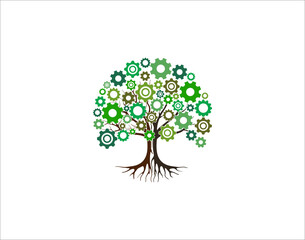 Obraz premium Gear tree vector illustration