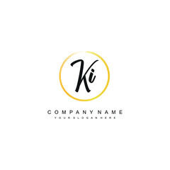 KI initials signature logo. Handwriting logo vector templates. Hand drawn Calligraphy lettering Vector illustration.
