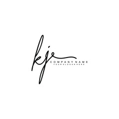 KJ initials signature logo. Handwriting logo vector templates. Hand drawn Calligraphy lettering Vector illustration.
