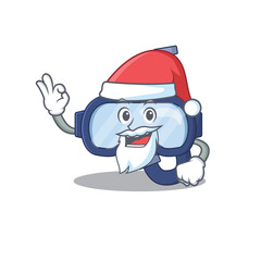 cartoon character of dive glasses Santa with cute ok finger